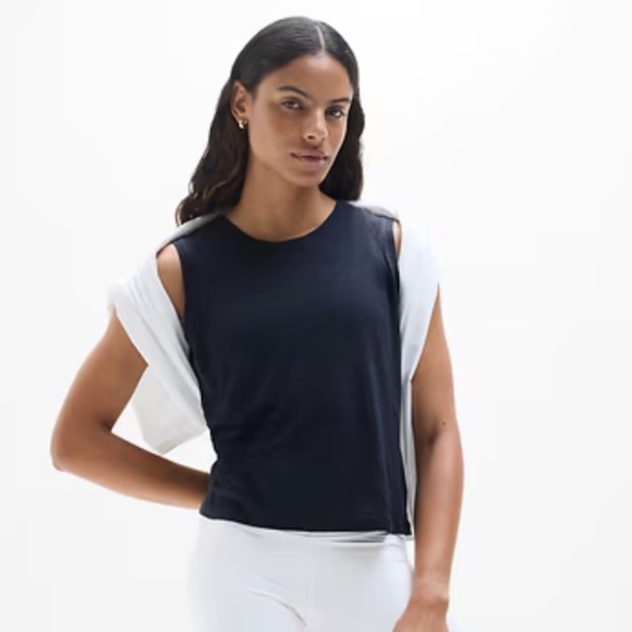 Athleta Tops - NWOT Athleta Getaway Linen Blend Muscle Tank in Eclipse (blue) (Size S)